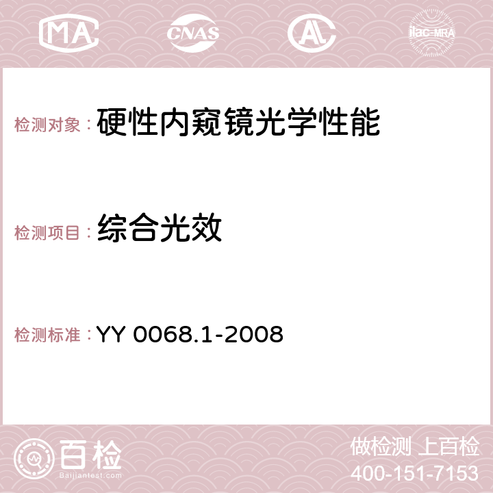 综合光效 医用内窥镜硬性内窥镜 第1部分:光学性能及测试方法 YY 0068.1-2008 5.5