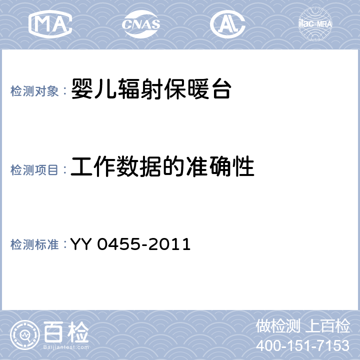 工作数据的准确性 医用电气设备 第2部分婴儿辐射保暖台安全专用要求 YY 0455-2011 50