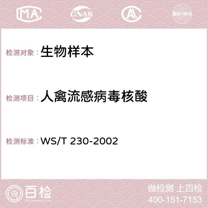 人禽流感病毒核酸 WS/T 230-2002 临床诊断中聚合酶链反应(PCR)技术的应用