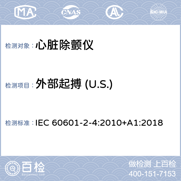 外部起搏 (U.S.) 医用电气设备 第2-4部分：心脏除颤仪基本性能和基本安全专用要求 IEC 60601-2-4:2010+A1:2018 201.109