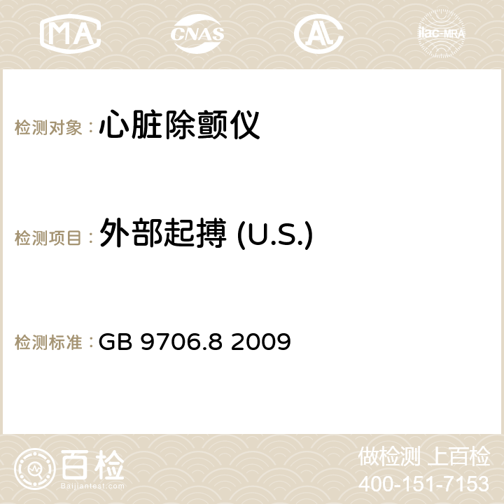 外部起搏 (U.S.) 医用电气设备 第2-4部分：心脏除颤仪基本性能和基本安全专用要求 GB 9706.8 2009 201.11