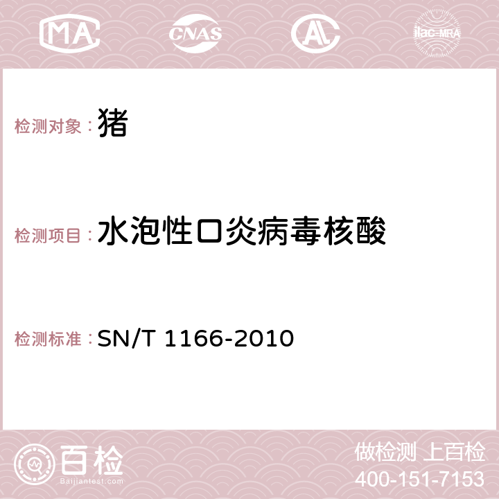 水泡性口炎病毒核酸 水泡性口炎检疫技术规范 SN/T 1166-2010