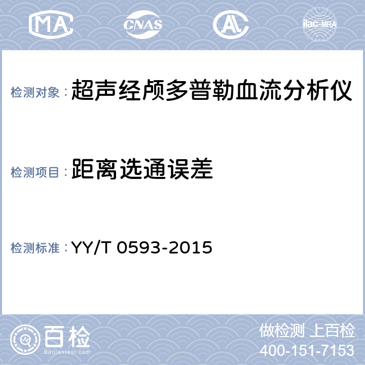 距离选通误差 超声经颅多普勒血流分析仪 YY/T 0593-2015 5.1.4