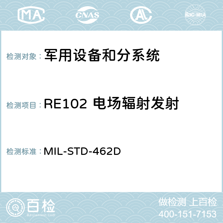 RE102 电场辐射发射 MIL-STD-462D 电磁发射干扰特性的测量  5 RE102