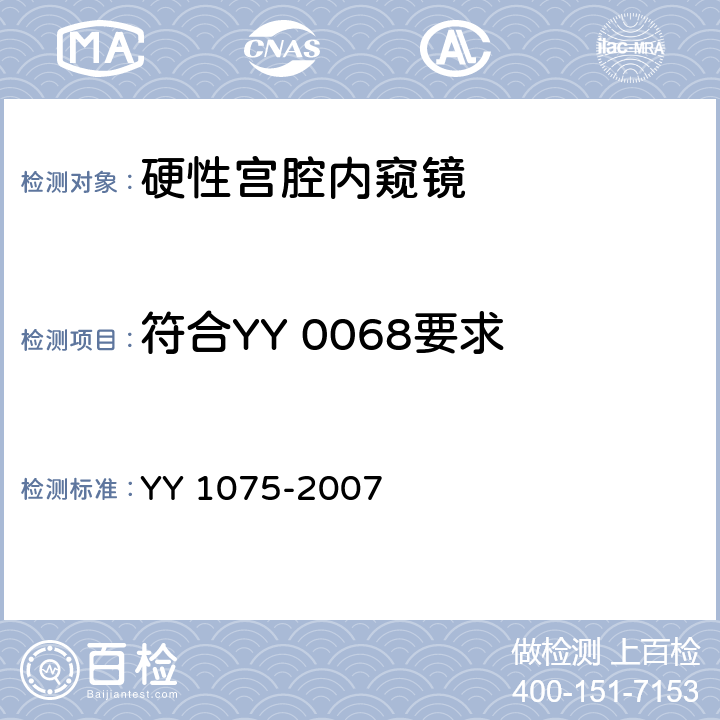 符合YY 0068要求 YY 1075-2007 硬性宫腔内窥镜