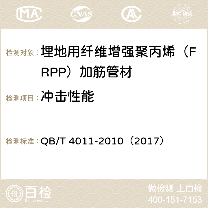 冲击性能 QB/T 4011-2010 埋地用纤维增强聚丙烯(FRPP)加筋管材