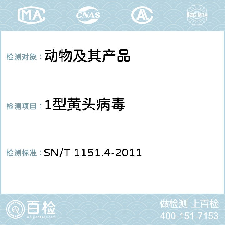 1型黄头病毒 虾黄头病检疫技术规范 SN/T 1151.4-2011