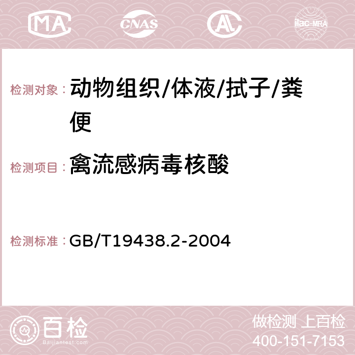 禽流感病毒核酸 《H5亚型禽流感病毒荧光RT-PCR检测方法》 GB/T19438.2-2004