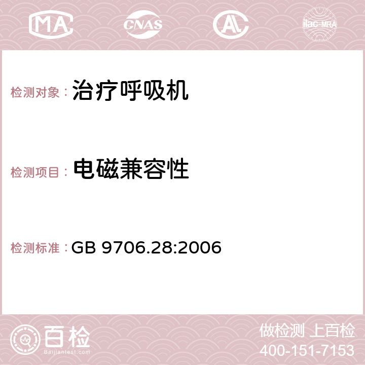 电磁兼容性 医用电气设备 第2部分：呼吸机安全专用要求 治疗呼吸机 GB 9706.28:2006 36