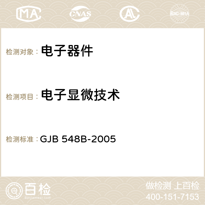 电子显微技术 微电子器件试验方法和程序 GJB 548B-2005 方法 5003 微电路的失效分析程序