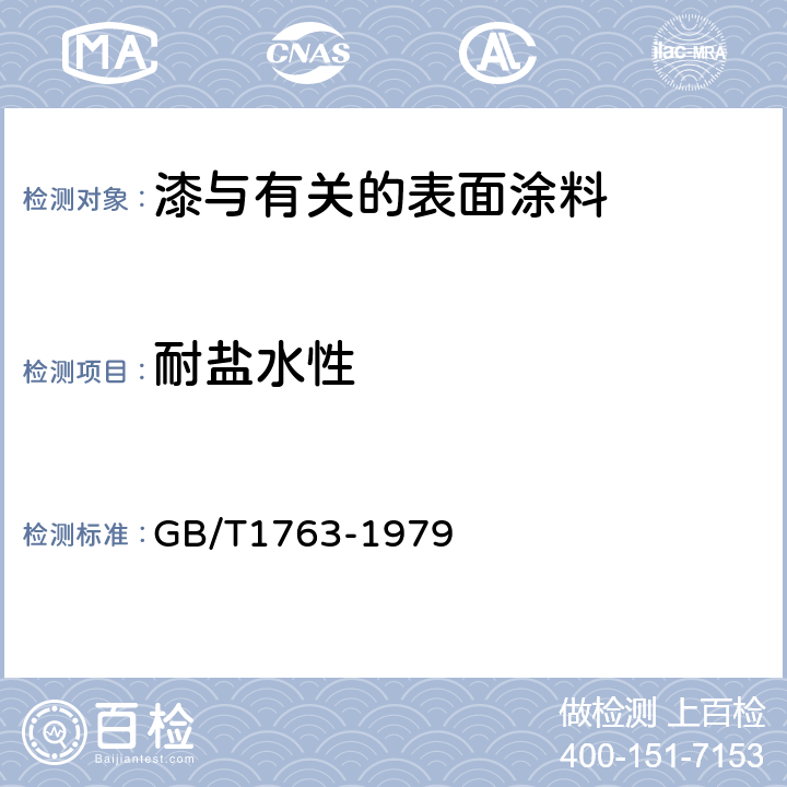 耐盐水性 漆膜耐化学试剂性测定法 GB/T1763-1979
