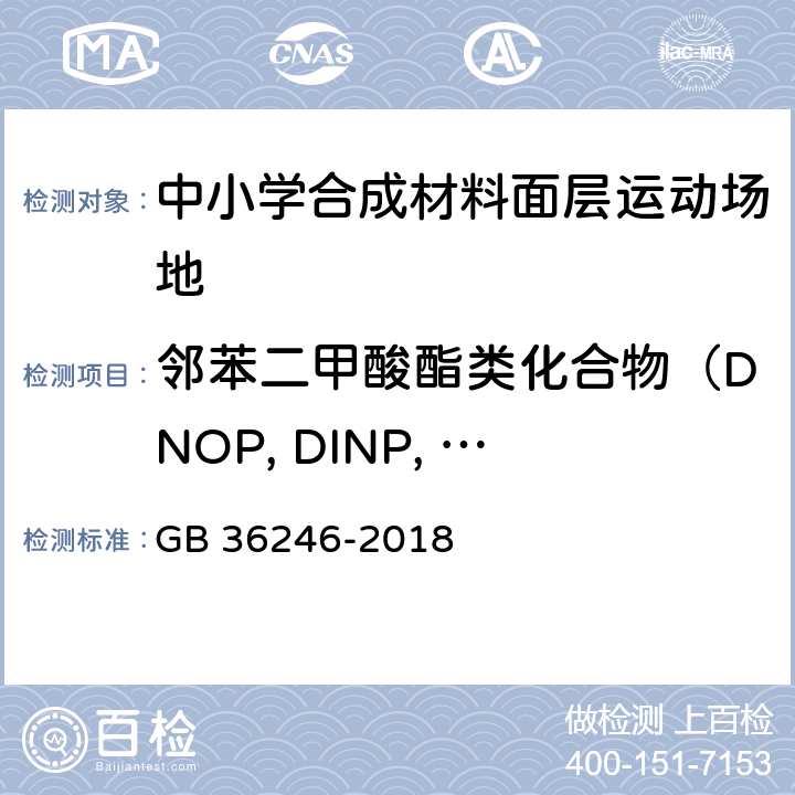 邻苯二甲酸酯类化合物（DNOP, DINP, DIDP） 中小学合成材料面层运动场地 GB 36246-2018 附录A