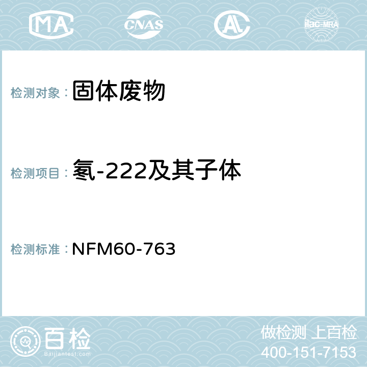 氡-222及其子体 NFM60-763 氡及其子体在大气环境中的测量方法 