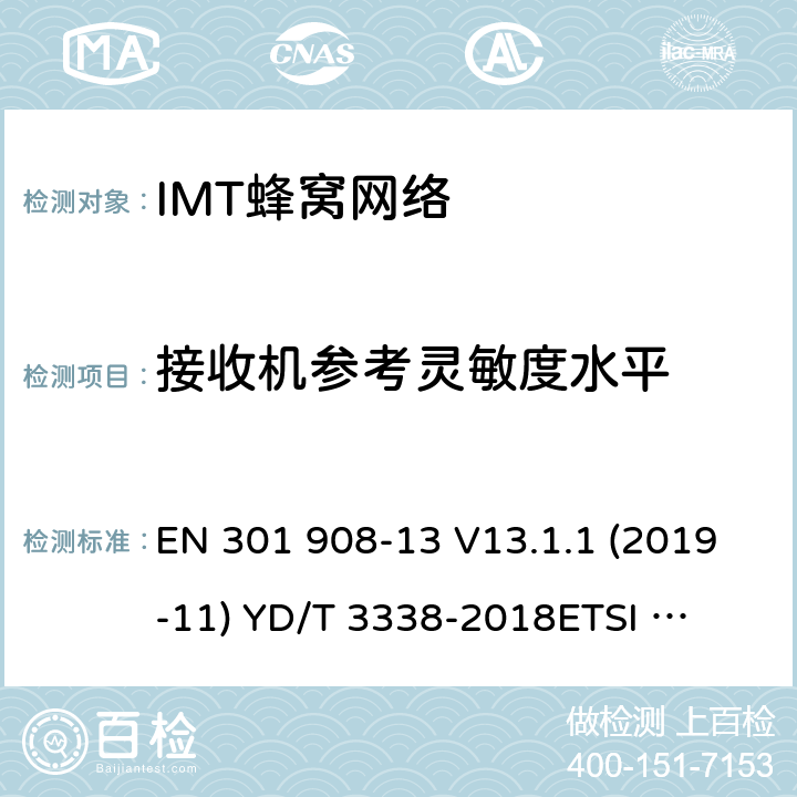 接收机参考灵敏度水平 YD/T 3338-2018 面向物联网的蜂窝窄带接入（NB-IoT） 终端设备测试方法