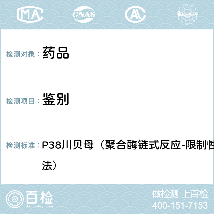 鉴别 中国药典2020年版一部 P38川贝母（聚合酶链式反应-限制性内切酶长度多态性方法）