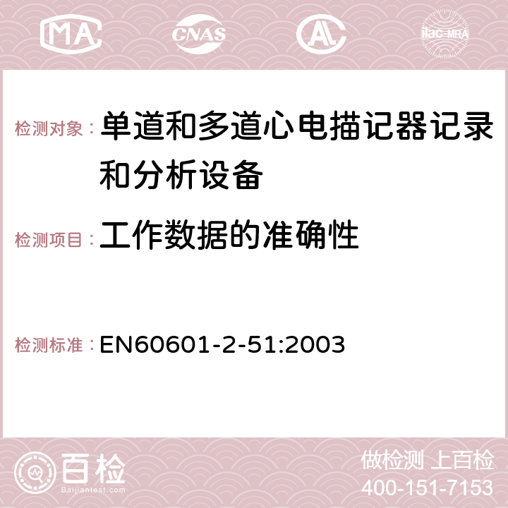 工作数据的准确性 医用电气设备.第2-51部分:单道和多道心电描记器记录和分析的安全性的特殊要求 EN60601-2-51:2003 50