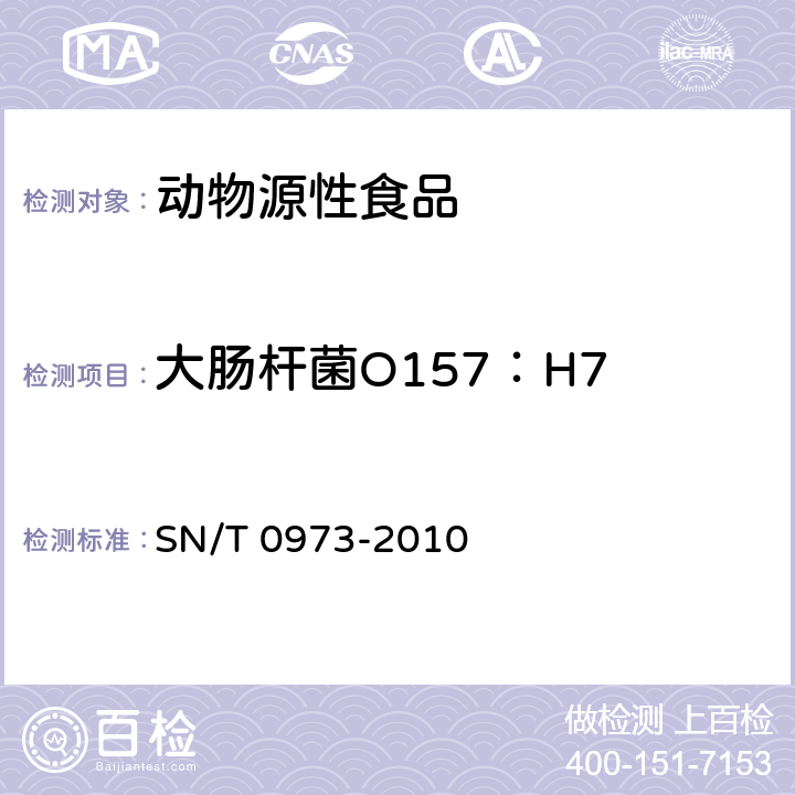 大肠杆菌O157：H7 进出口肉及肉制品中肠出血大肠杆菌O157：H7检验方法 SN/T 0973-2010