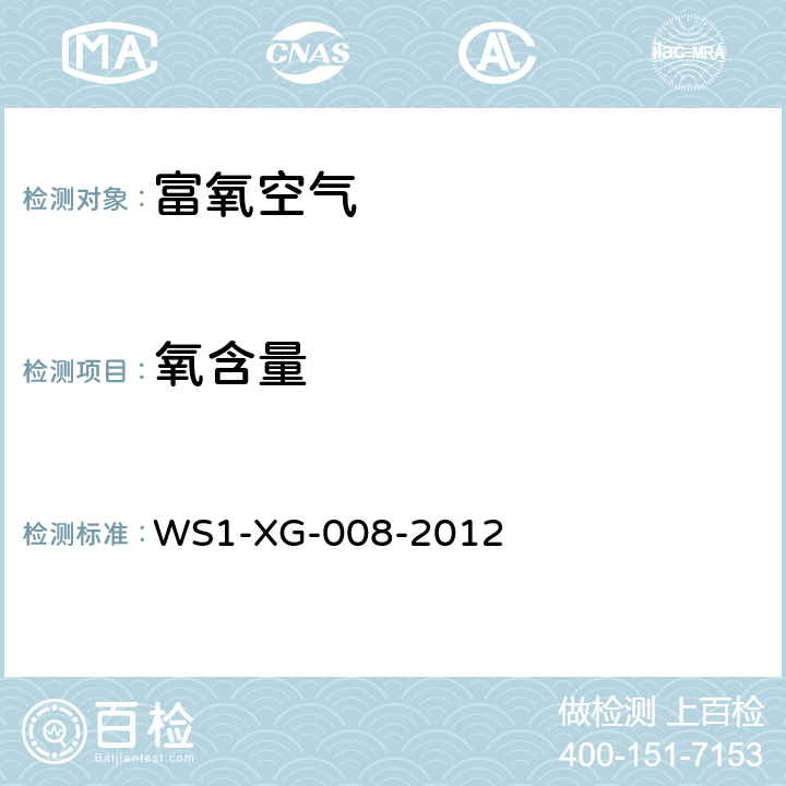 氧含量 富氧空气（93%氧） WS1-XG-008-2012 氧含量