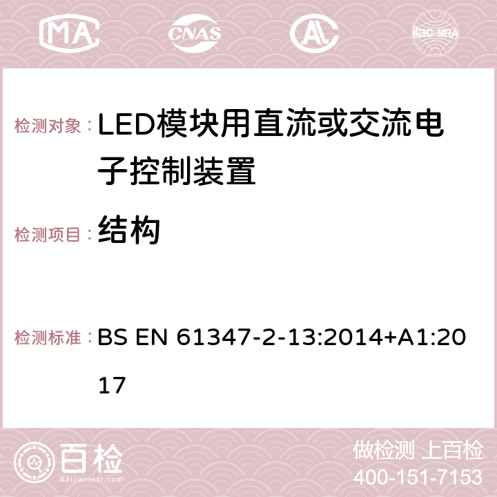 结构 灯的控制装置 第2-13部分：LED模块用直流或交流电子控制装置的特殊要求 BS EN 61347-2-13:2014+A1:2017 17