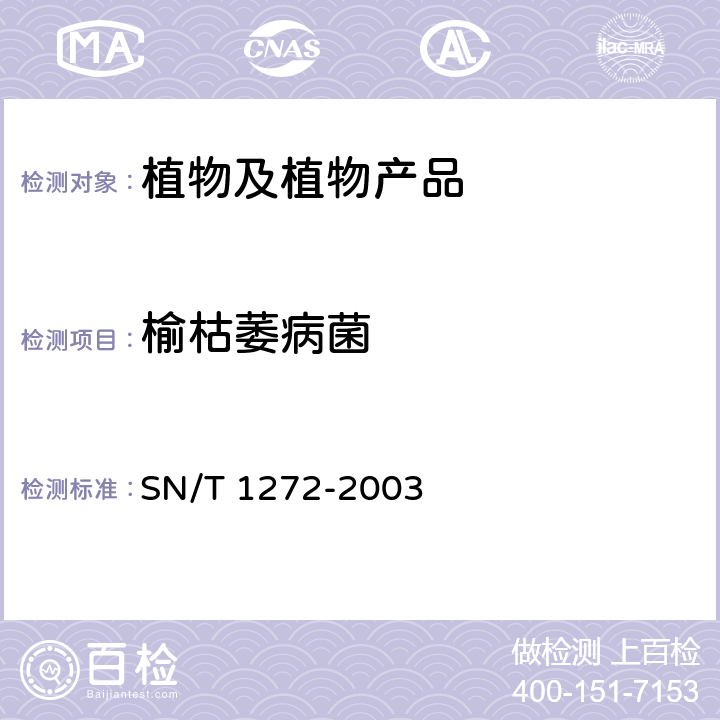 榆枯萎病菌 SN/T 1272-2003 榆枯萎病菌检疫鉴定方法