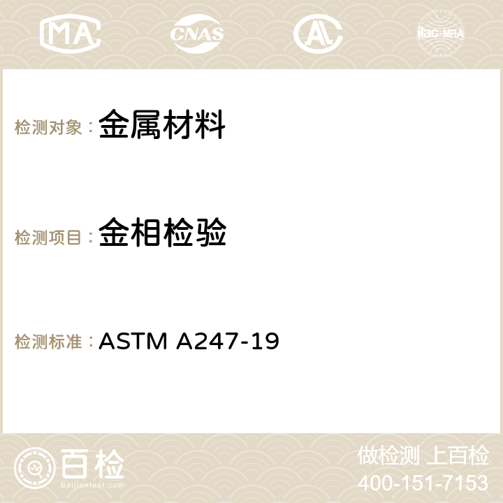 金相检验 铁铸件中石墨微结构评定方法 ASTM A247-19