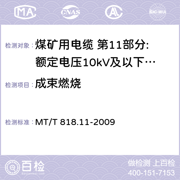 成束燃烧 煤矿用电缆 第11部分:额定电压10kV及以下固定敷设电力电缆一般规定 MT/T 818.11-2009 6.3.5