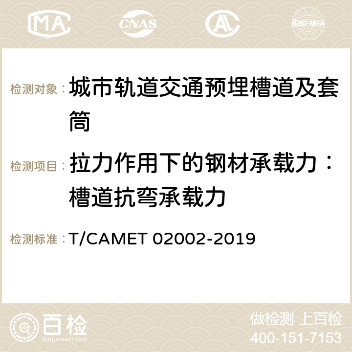 拉力作用下的钢材承载力：槽道抗弯承载力 城市轨道交通预埋槽道及套筒技术规范 T/CAMET 02002-2019 10.2.2