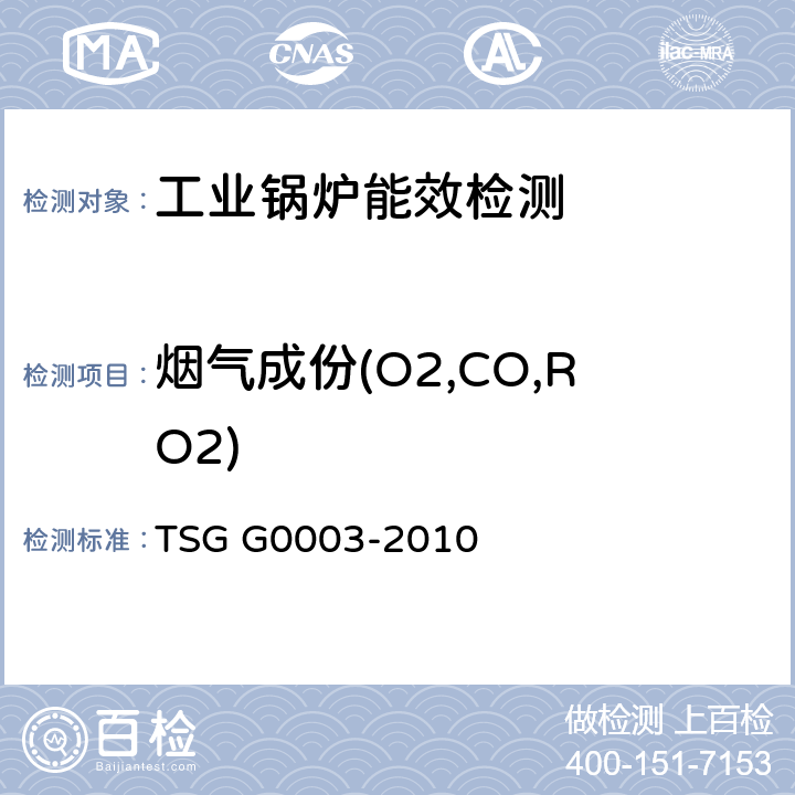 烟气成份(O2,CO,RO2) 工业锅炉能效测试与评价规则 TSG G0003-2010