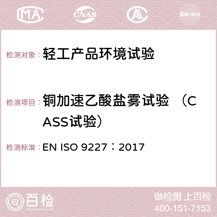 铜加速乙酸盐雾试验 （CASS试验） 人造气氛腐蚀试验 盐雾试验 EN ISO 9227：2017 10