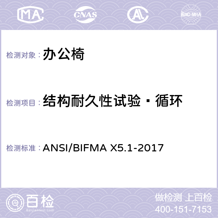 结构耐久性试验–循环 ANSI/BIFMAX 5.1-20 通则-办公椅-测试 ANSI/BIFMA X5.1-2017 24