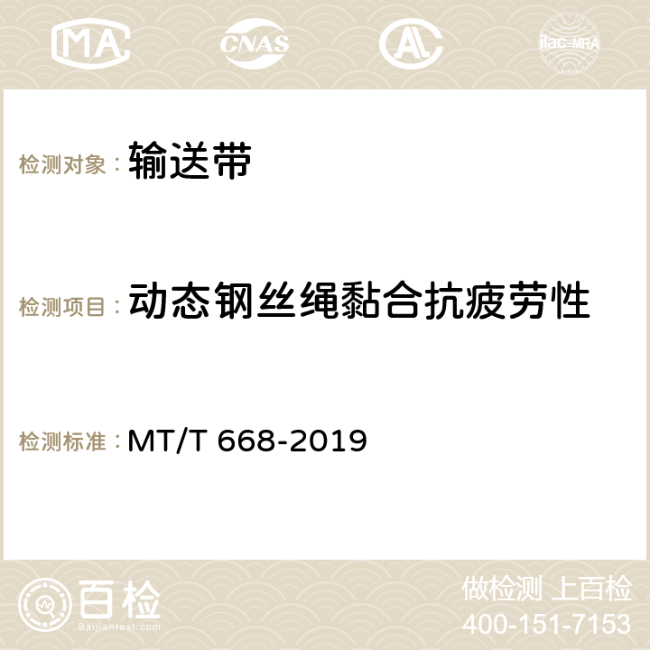 动态钢丝绳黏合抗疲劳性 煤矿用钢丝绳芯阻燃输送带 MT/T 668-2019 附录B