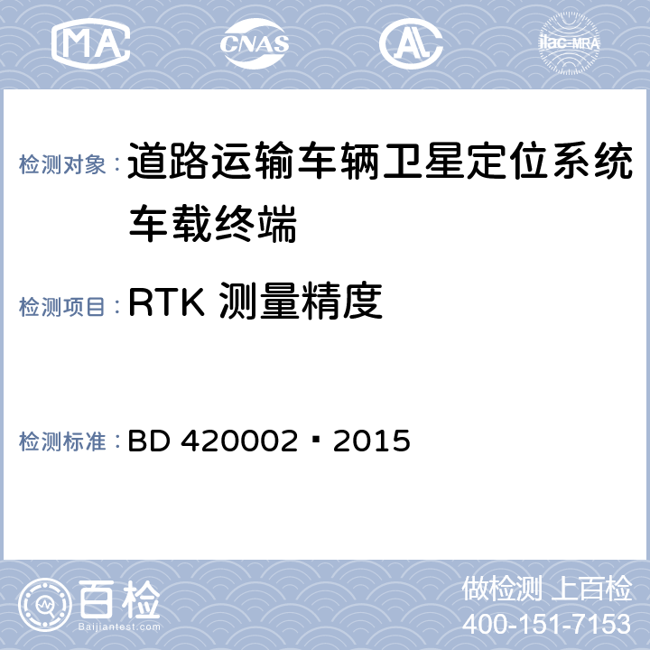 RTK 测量精度 北斗/全球卫星导航系统(GNSS)测量型 OEM 板性能要求及测试方法 BD 420002—2015 5.3.4.2