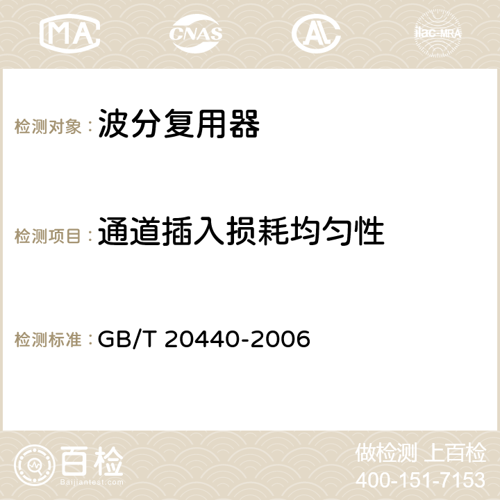 通道插入损耗均匀性 密集波分复用器/解复用器 技术条件 GB/T 20440-2006