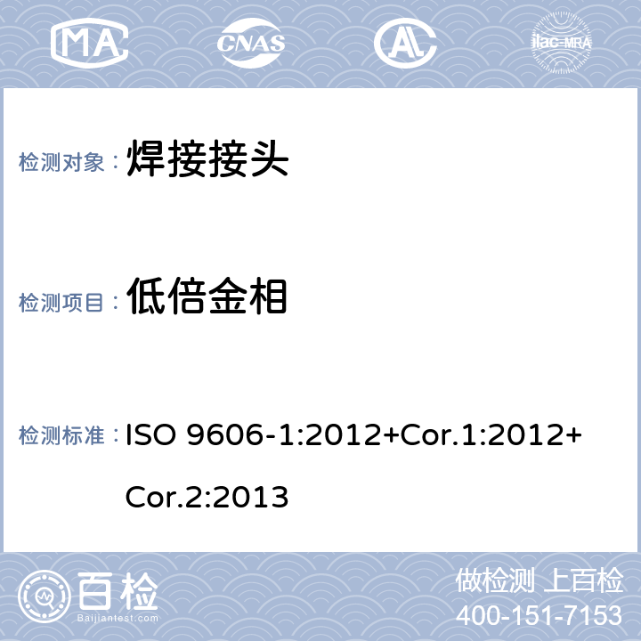 低倍金相 焊工评定试验 熔焊 第1部分：钢 ISO 9606-1:2012+Cor.1:2012+Cor.2:2013
