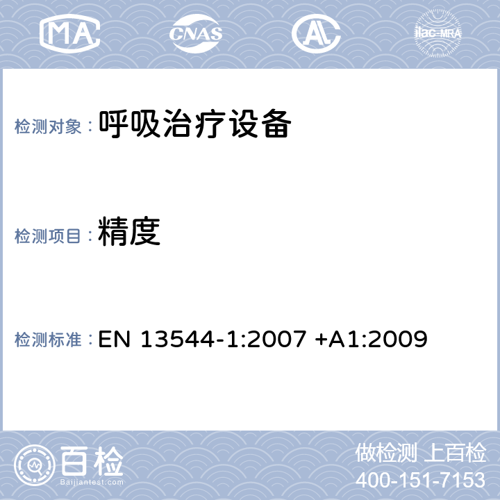 精度 呼吸治疗设备- 第 1 部分: 雾化系统和部件 EN 13544-1:2007 +A1:2009 50