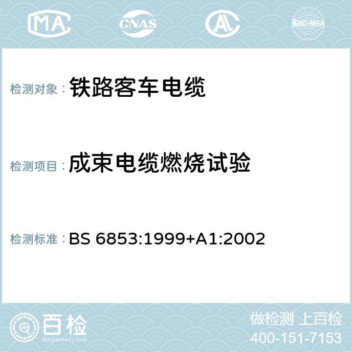 成束电缆燃烧试验 铁路客车电缆的设计和建造中的防火措施实用规程 BS 6853:1999+A1:2002 5.12,附录D