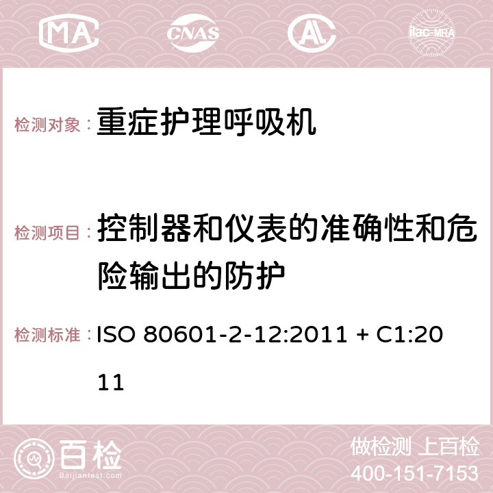 控制器和仪表的准确性和危险输出的防护 医用电气设备-第2-12部分 危机护理呼吸机的安全专用要求 ISO 80601-2-12:2011 + C1:2011 201.12