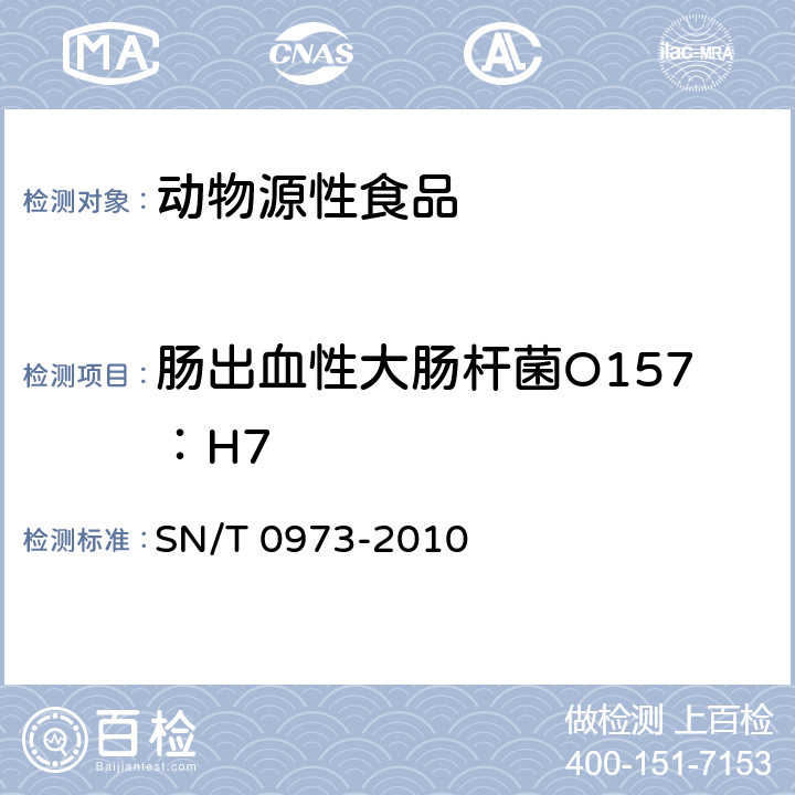 肠出血性大肠杆菌O157：H7 进出口肉、肉制品及其他食品中肠出血性大肠杆菌O157:H7检测方法 SN/T 0973-2010