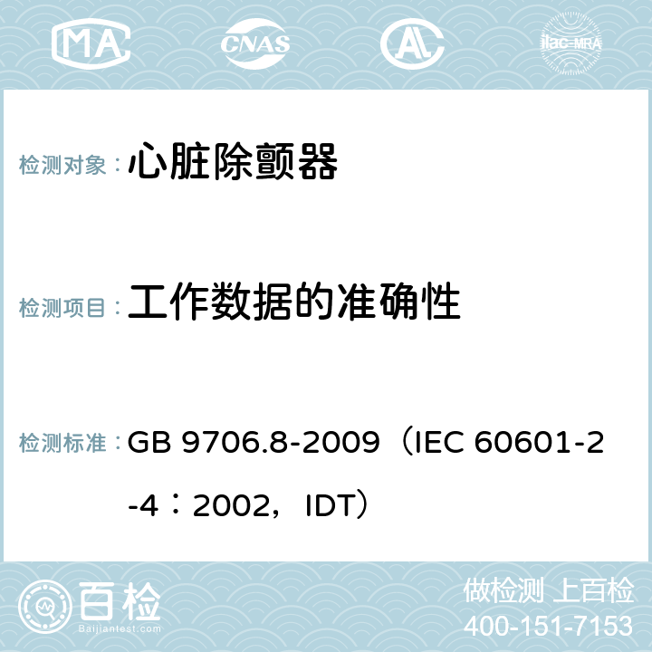 工作数据的准确性 GB 9706.8-2009 医用电气设备 第2-4部分:心脏除颤器安全专用要求