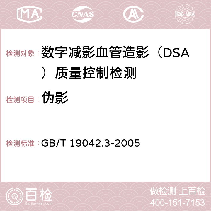 伪影 医用成像部门的评价及例行试验 第3-3部分：数字减影血管造影(DSA)X射线设备成像性能验收试验 GB/T 19042.3-2005 /