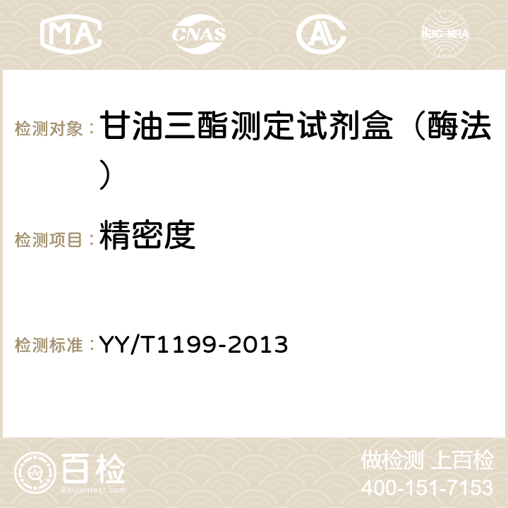 精密度 中华人民共和国医药行业标准-甘油三酯测定试剂盒（酶法） YY/T1199-2013