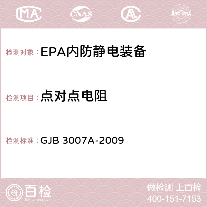 点对点电阻 防静电工作区技术要求 GJB 3007A-2009 表 1