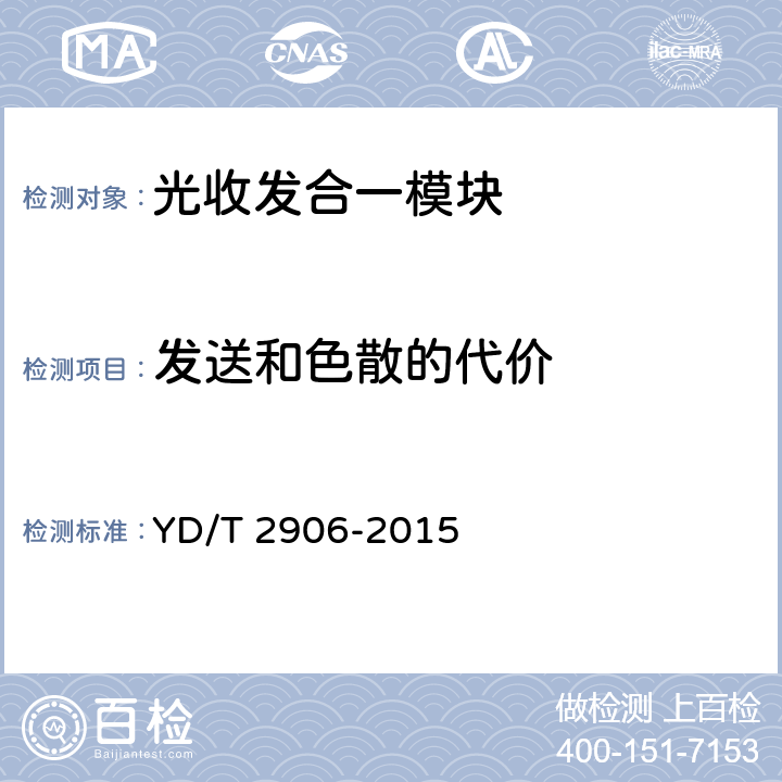 发送和色散的代价 通信用CSFP光收发合一模块 YD/T 2906-2015