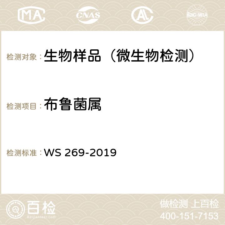 布鲁菌属 WS 269-2019 布鲁氏菌病诊断