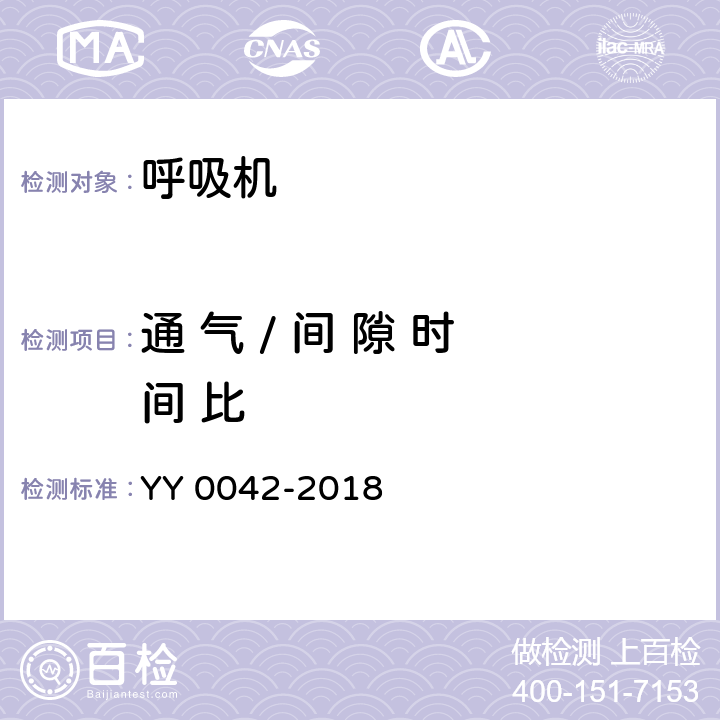 通 气 / 间 隙 时 间 比 高频喷射呼吸机 YY 0042-2018 11.2