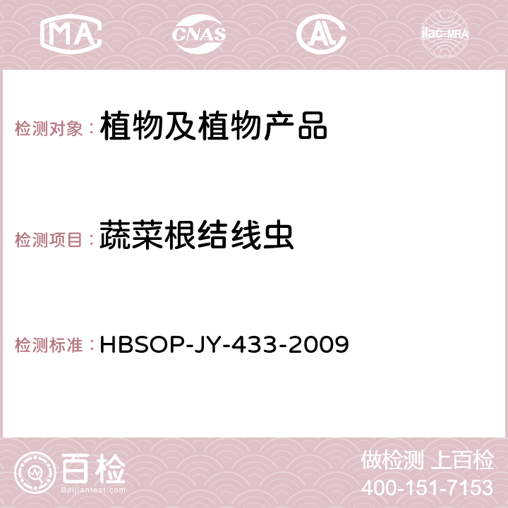 蔬菜根结线虫 根结线虫属检疫鉴定方法 HBSOP-JY-433-2009