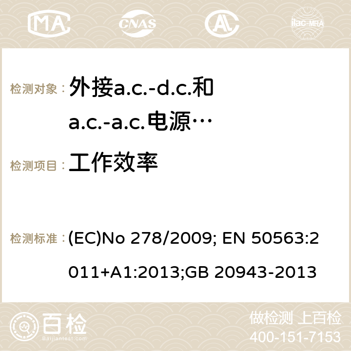 工作效率 外接a.c.-d.c.和a.c.-a.c.电源供应器-空载模式功耗和带载模式平均效率的要求 (EC)No 278/2009; EN 50563:2011+A1:2013;GB 20943-2013 6