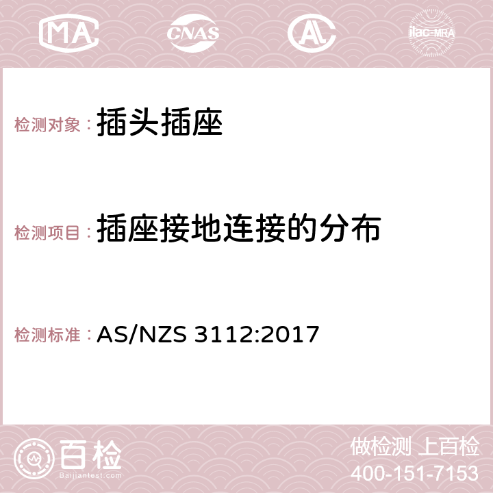 插座接地连接的分布 认证和测试规范-插头和插座 AS/NZS 3112:2017 3.7