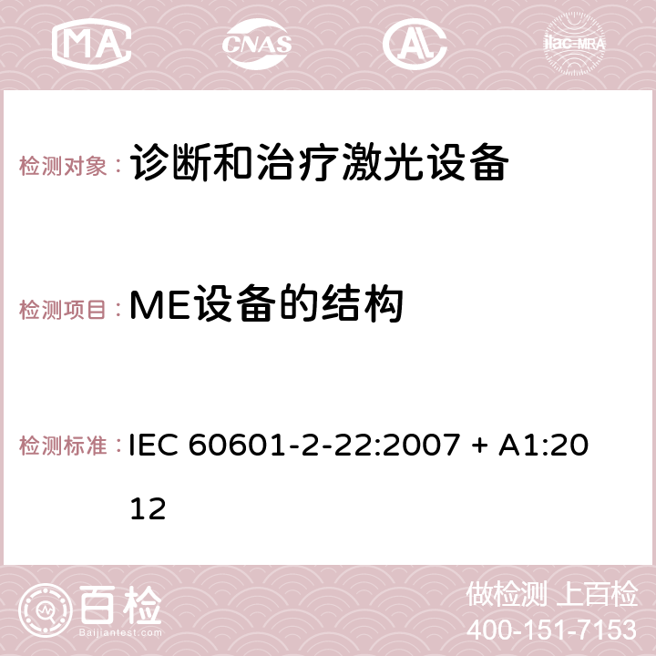 ME设备的结构 医用电气设备-第2-22部分 诊断和治疗激光设备的安全专用要求 IEC 60601-2-22:2007 + A1:2012 201.15