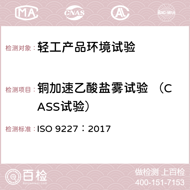 铜加速乙酸盐雾试验 （CASS试验） 人造气氛腐蚀试验 盐雾试验 ISO 9227：2017 10